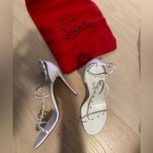 White Riojana Spikes Louboutin Heels